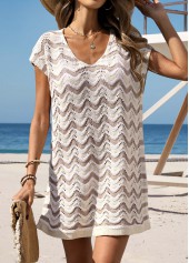 Tummy Coverage Beige V Neck Cover Up
