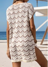 Tummy Coverage Beige V Neck Cover Up