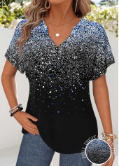 Ombre Tummy Coverage Raw White Short Sleeve T Shirt
