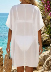 Tummy Coverage White V Neck Cover Up