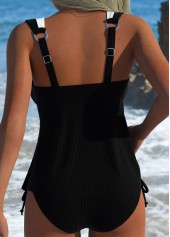 Mid Waisted Tummy Coverage Black Tankini Set