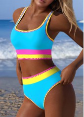 Mid Waisted Multi Color Bikini Set