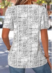 Polka Dot Curved Hem White Short Sleeve T Shirt