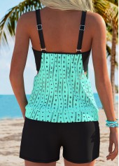 Mid Waisted Pocket Cyan Tankini Set