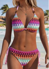 Mid Waisted Pull On Multi Color Bikini Set
