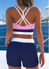 Mid Waisted Layered Navy Bikini Set