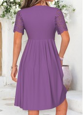 Twist Purple Short V Neck Dress
