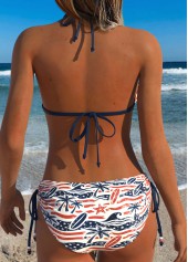 Low Waisted Tropical Plants Print Two-piece White Bikini Set