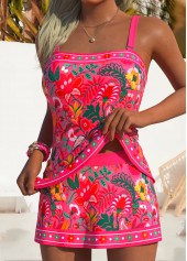 High Waisted Criss Cross Hot Pink Tankini Set