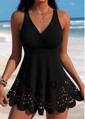 Mid Waisted Tummy Coverage Black Tankini Set