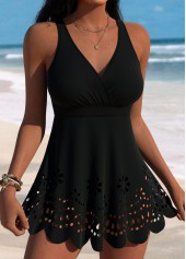 Mid Waisted Tummy Coverage Black Tankini Set