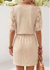 Beige Short Half Sleeve Round Neck Dress