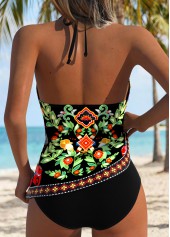 Random Floral Print Tube Black Tankini Top-No Bottom
