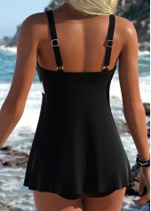 Black High Elasticity Detail Tankini Top-No Bottom