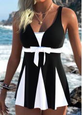 Black High Elasticity Detail Tankini Top-No Bottom