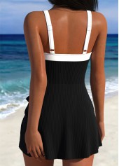 Adjustable Tie Black One Piece Swimdress