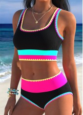 Mid Waisted Multi Color Bikini Set