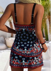 Mid Waisted Tribal Print Black Tankini Set