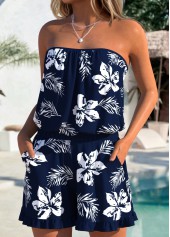 Floral Print Tummy Coverage Navy One Piece Swimwear