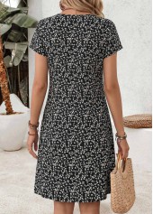 Ditsy Floral Print Tummy Coverage Black Short Dress