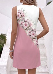 Floral Print Tummy Coverage Multi Color Short Sleeveless Dress