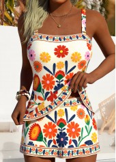 Mid Waisted Floral Print Tummy Coverage Tankini Set