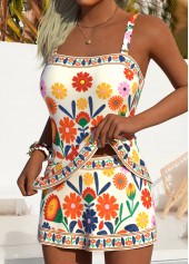 Mid Waisted Floral Print Tummy Coverage Tankini Set
