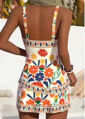 Mid Waisted Floral Print Tummy Coverage Tankini Set