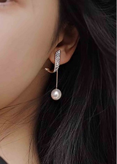 White Pearl Design Asymmetrical Alloy Earrings