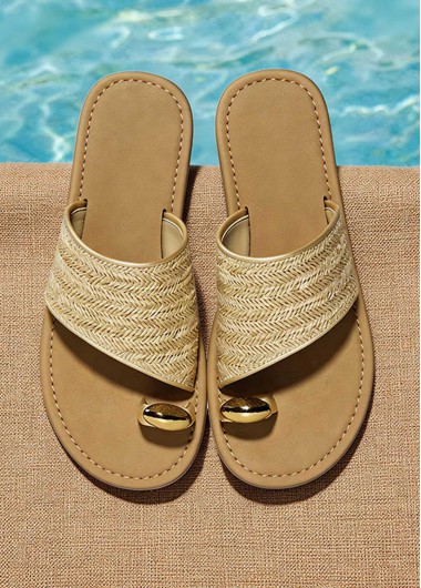 Golden Color Toe Post Falt Slippers