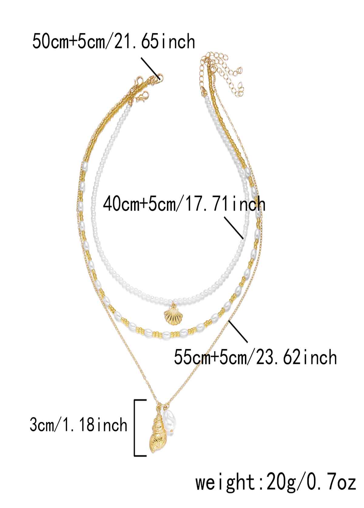 Beige Color Shell Alloy Detail Necklace