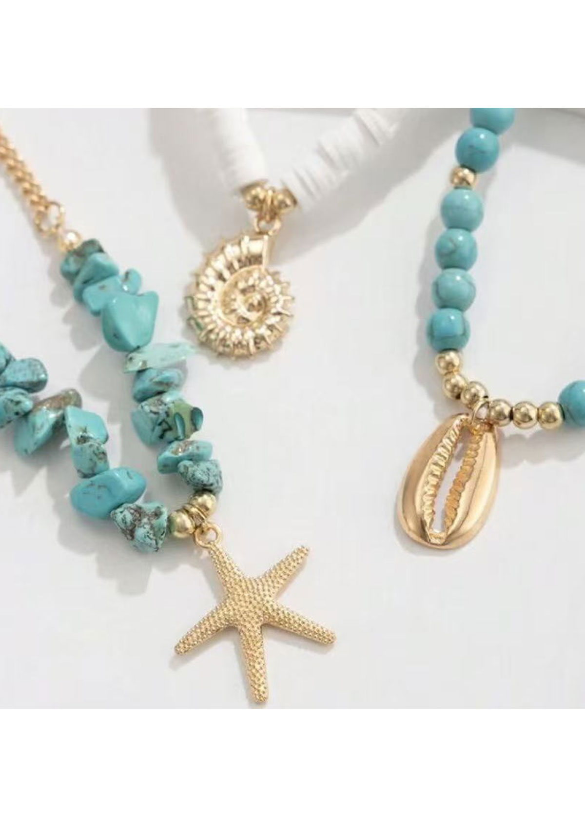 Cyan Marine Life Alloy Detail Anklets