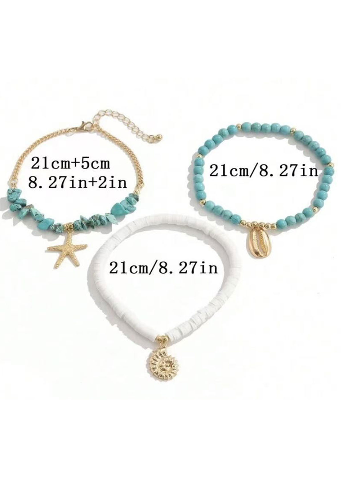 Cyan Marine Life Alloy Detail Anklets