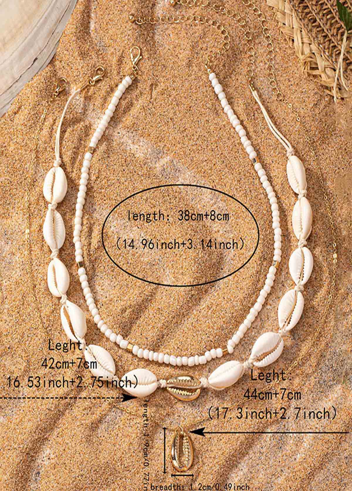 White Shell Seed Design Beads Necklace
