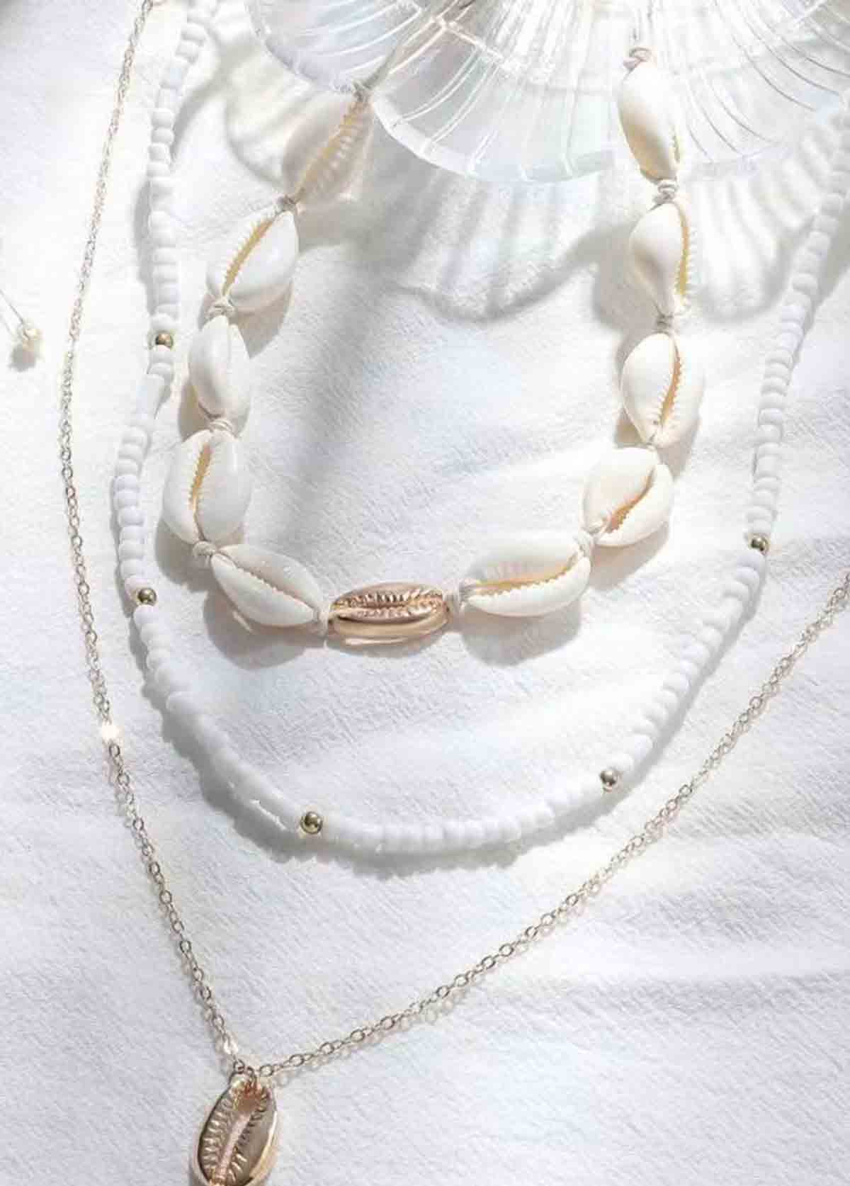 White Shell Seed Design Beads Necklace