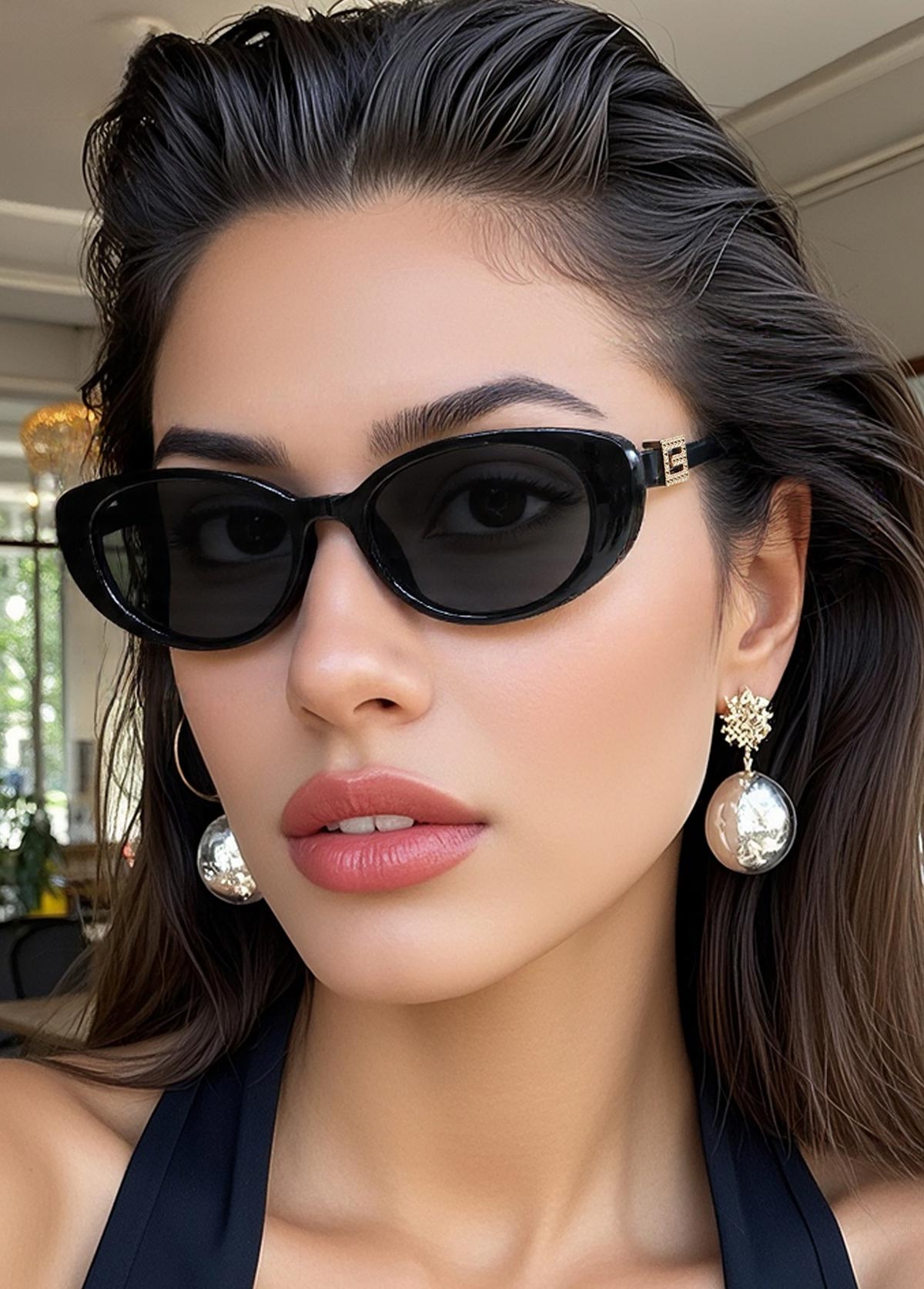 Black Color Cat Eye Design Sunglasses