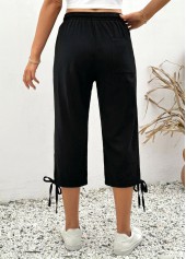 Black Elastic Waist High Waisted Pants