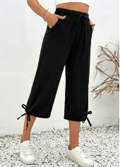 Black Elastic Waist High Waisted Pants