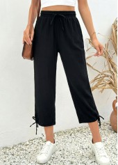 Black Elastic Waist High Waisted Pants