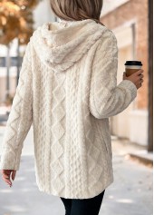 Plus Size Beige Tummy Coverage Long Sleeve Hooded Coat