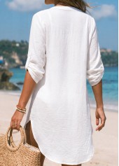 Tummy Coverage 3/4 Sleeve White Cover Up