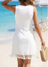 Tummy Coverage White Round Neck Cover Up