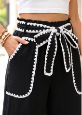 Black Wide Leg Elastic Waist High Waisted Pants