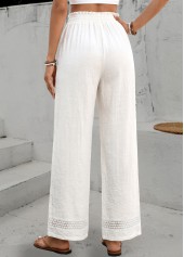 White Elastic Waist High Waisted Pants