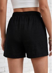 Black Elastic Waist High Waisted Shorts
