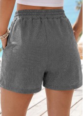 Grey Elastic Waist High Waisted Shorts