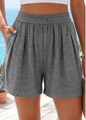 Grey Elastic Waist High Waisted Shorts