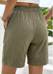 Green Elastic Waist High Waisted Shorts