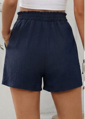 Navy Elastic Waist High Waisted Shorts