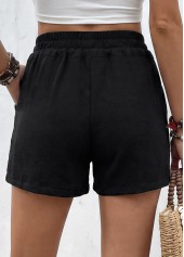 Black Elastic Waist High Waisted Shorts
